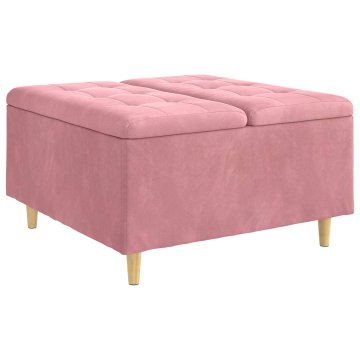 Vidaxl Ottoman s shranjevanjem Roza 80 x 80 x 45 cm Žamet