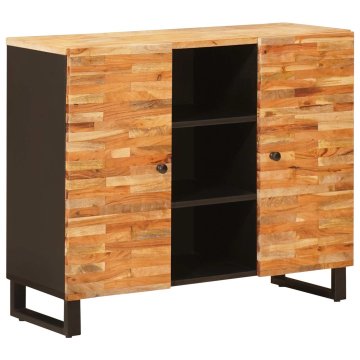 Vidaxl Stranska omara z vrati Rjava 90 x 33 x 75 cm Masiven les manga