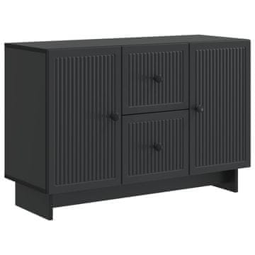Vidaxl Strani šal s predalom Črna 89 x 34,5 x 60 cm Inženirski les