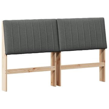Vidaxl Tapecirano vzglavje Temno siva 160 cm Masivno borovo les