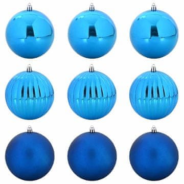 Vidaxl Set božičnih žogic XL 9 szt. Modra Plastika