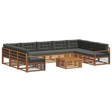 Vidaxl Zunanja garnitura za sedenje 10 szt. Naravna in antracitna
