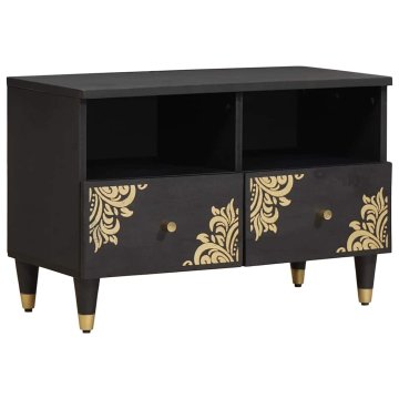 Vidaxl TV omarica s predalom Črna 70 x 33 x 46 cm Masiven les manga