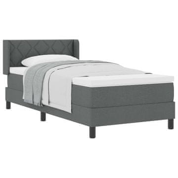 Vidaxl Postelja z vzmetnico z vzglavjem Temno siva 200 x 90 cm blago
