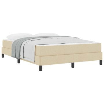 Vidaxl Postelja z vzmetnico z vzmetnico krema 140 x 190 cm blago