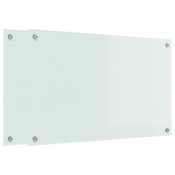 Vidaxl Kuhinjski panel 2 szt. Bela 80 x 50 cm kaljeno steklo