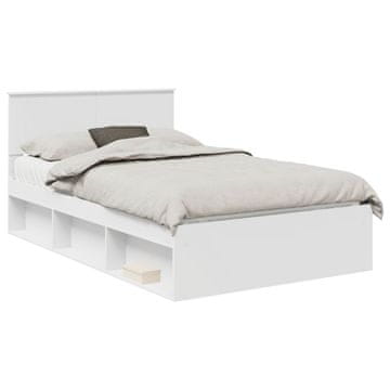 Vidaxl Konstrukcija postelje Bela 120 x 190 cm Masivno borovo les