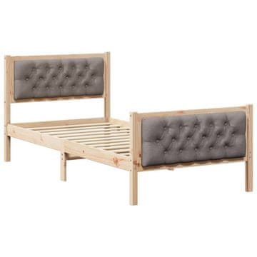 Vidaxl Konstrukcija postelje Taupe 90 x 200 cm Masivno borovo les