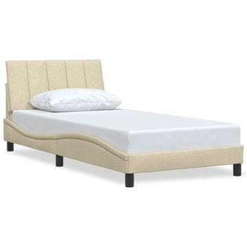 Vidaxl Posteljni okvir brez vzmetnice Hanko krem 100x200 cm blago