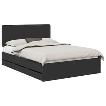 Vidaxl Konstrukcija postelje Črna 160 x 200 cm Inženirsko leseno