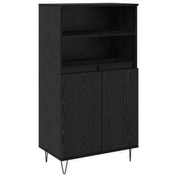 Vidaxl Visok predalnik Črna 60 x 36 x 110 cm Konstruiran les