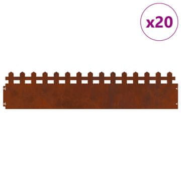 Vidaxl Robniki za trato 20 szt. Rjav 103 x 0,05 x 22 cm