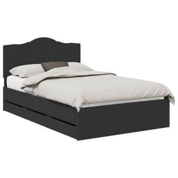 Vidaxl Konstrukcija postelje Črna 120 x 190 cm Inženirsko leseno