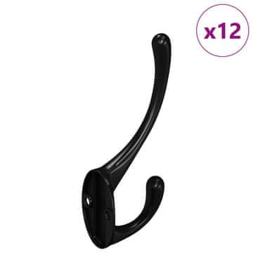 Vidaxl Kavelj za oblačila 12 szt. Črna 102 x 29 x 47mm Cinkova zlitina