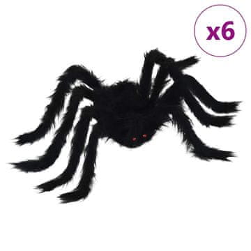 Vidaxl Halloween Pajek Dekoracija 6 szt. Črna 75 cm Poliester in jeklo