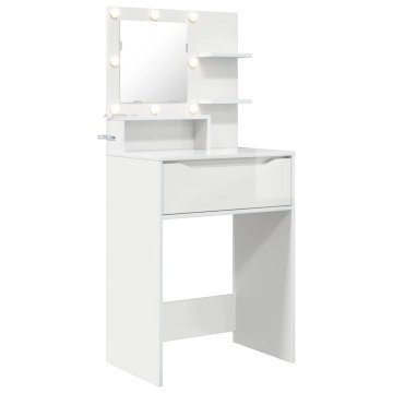 Vidaxl Toaletne mize za spalnice Visok sijaj bela 80 x 39,6 x 135 cm