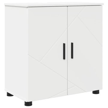 Vidaxl Kopalniška omarica Bela 61 x 35 x 64 cm Inženirski les, Kovina