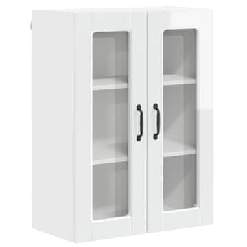 Vidaxl Stenski stekleni omarica PORTO Visok sijaj bela 60 x 31 x 80 cm