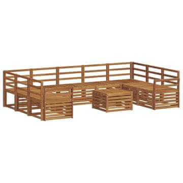 Vidaxl Sedežne garniture 10 szt. Naravna Masiven les akacije