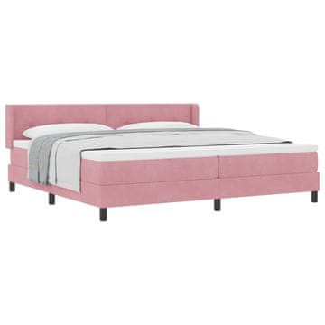 Vidaxl Postelja z vzmetnico z vzglavjem Roza 200 x 200 cm Žamet