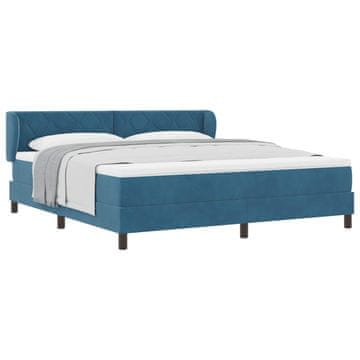 Vidaxl Postelja z vzmetnico z vzglavjem Temno modra 180 x 200 cm Žamet