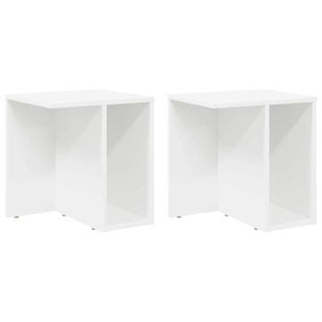 Vidaxl Stranska miza 2 szt. Bela 37 x 32 x 40 cm Konstruiran les