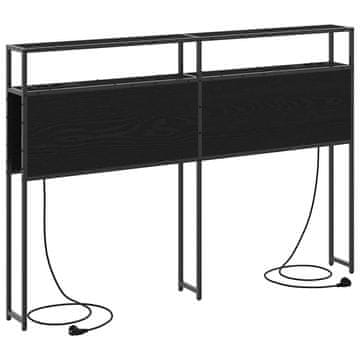 Vidaxl Skladiščni naslon s shranjevanjem Črni hrast Konstruiran les