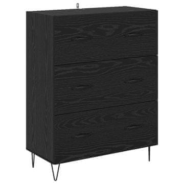 Vidaxl Strani šal s predalom Črna Orehovina 69,5 x 34 x 90 cm