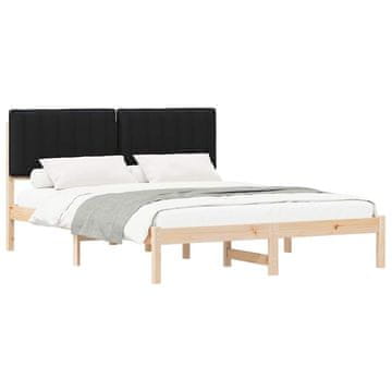 Vidaxl Posteljni okvir z oblazinjenim vzglavjem Črna 160 x 200 cm