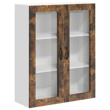 Vidaxl Stenski stekleni omarica LUCCA Dimljen hrast 80 x 31 x 100 cm