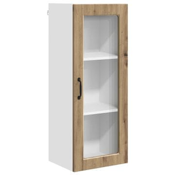 Vidaxl Stenski stekleni omarica PORTO Umetni hrast 40 x 31 x 100 cm