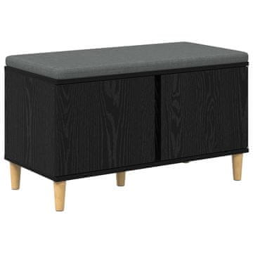 Vidaxl Haldna klop Črni Hrast 80 x 38 x 46 cm Oblikovan Les in Tkanina