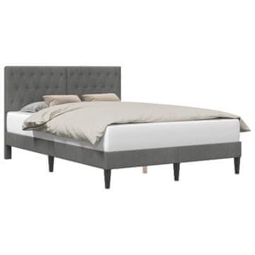 Vidaxl Konstrukcija postelje z vzglavjem Temno siva 140 x 200 cm Žamet