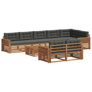 Vidaxl Zunanja garnitura za sedenje 9 szt. Naravna in antracitna