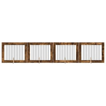 Vidaxl Vrata za pse z stojali 4 szt. Dimljen hrast 100 x 80 cm