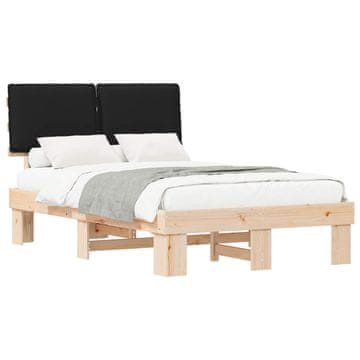 Vidaxl Posteljni okvir z oblazinjenim vzglavjem Črna 120 x 200 cm