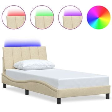 Vidaxl Posteljni okvir brez vzmetnice Hanko krem 100x200 cm blago