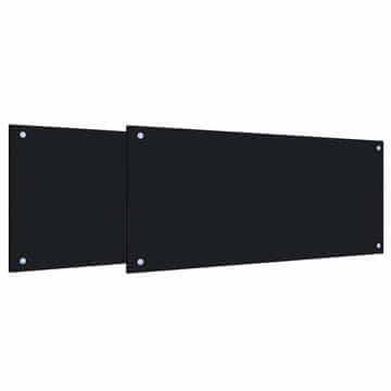 Vidaxl Kuhinjski panel 2 szt. Črna 90 x 40 cm kaljeno steklo