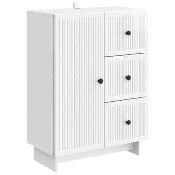 Vidaxl Strani šal Bela visok sijaj 66 x 34,5 x 90 cm Inženirski les