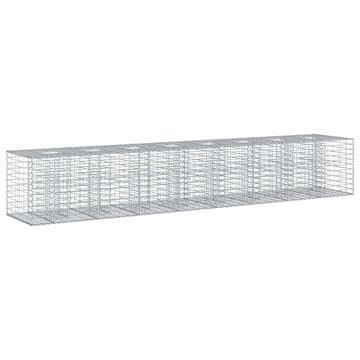 Vidaxl Gabionska dvignjena postelja 2 szt. srebrna 340 x 60 x 55 cm