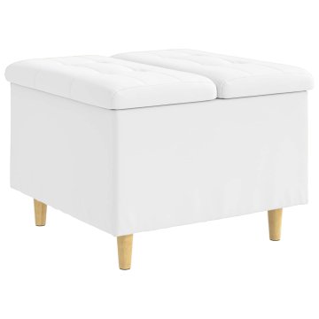 Vidaxl Ottoman s shranjevanjem Bela 60 x 60 x 45 cm Umetna koža