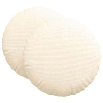 Vidaxl Sedežne blazine 2 szt. krema Ø60 x 21 cm Žametna tkanina
