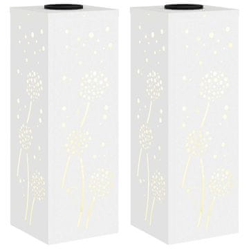 Vidaxl Solarno LED svetilo za pot 2 szt. Bela Medenina