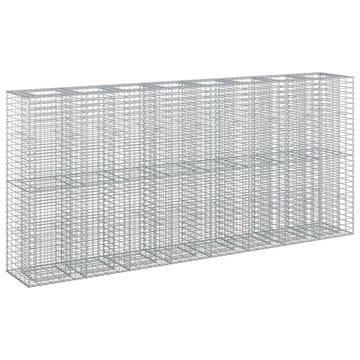 Vidaxl Gabionska dvignjena postelja 4 szt. srebrna 330 x 50 x 150 cm