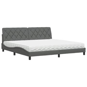 Vidaxl Postelja z vzmetnico temno siva 200x200 cm blago
