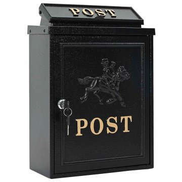 Vidaxl Stenska Poštna Škatla z vrati Črna 29 x 13 x 41 cm Lit aluminij