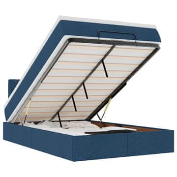Vidaxl Otomanski posteljni okvir z vzmetnico moder 120x190 cm blago