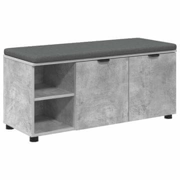 Vidaxl Haldna klop z blazino s polico Beton Siva 100 x 38 x 46 cm