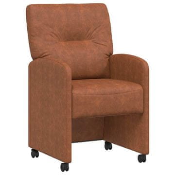 Vidaxl Jedilni stoli s kolesi 2 szt. Rjava 57 x 67 x 95 cm Umetna koža