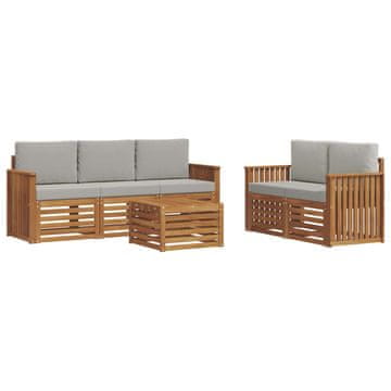 Vidaxl Sedežne garniture z blazino 6 szt. Naravna in svetlo siva